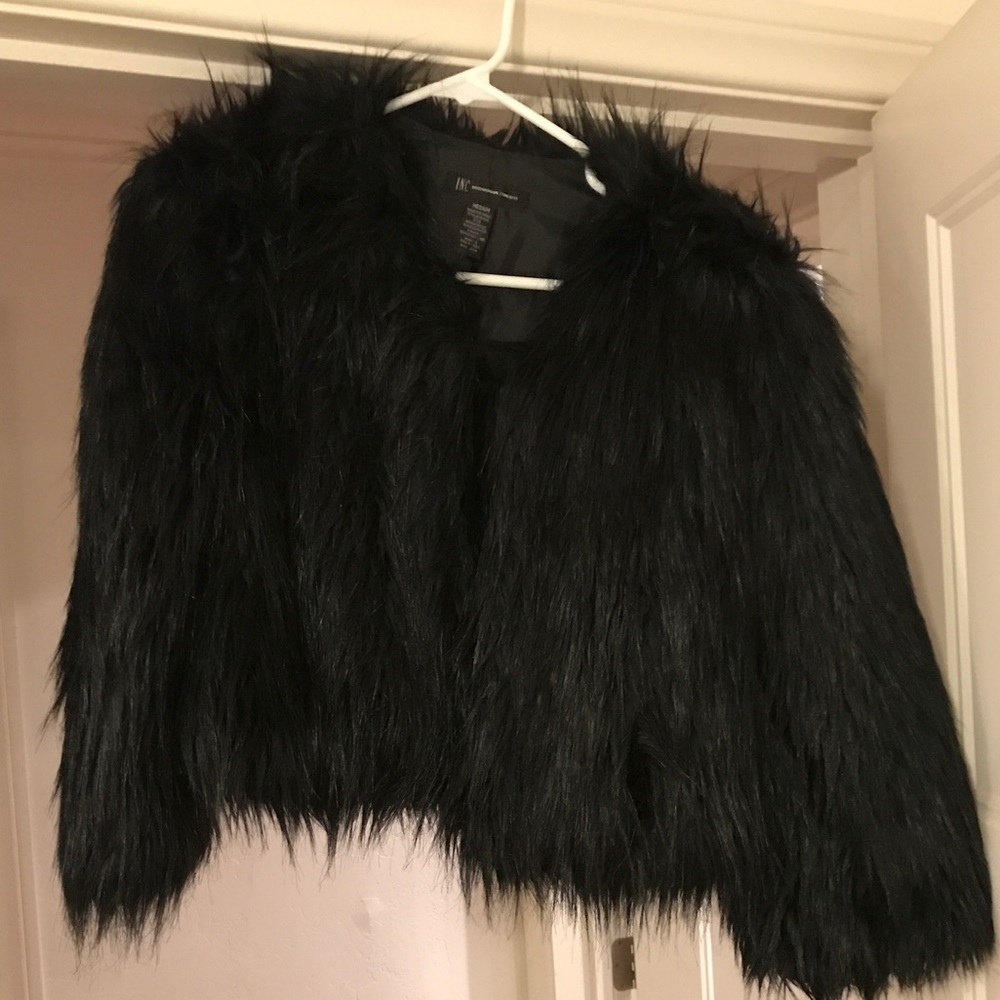 Inc Black shaggy jacket